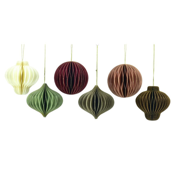 Elegant Mini Paper Honeycomb Assorted Ornament by CG Hunter, featuring a stylish display of various honeycomb shapes in rich colors, perfect for luxurious holiday decoration.