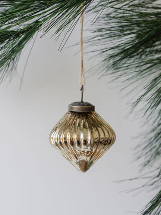 3" Mercury Glass Ornament - Set of 4 Assorted Style 2