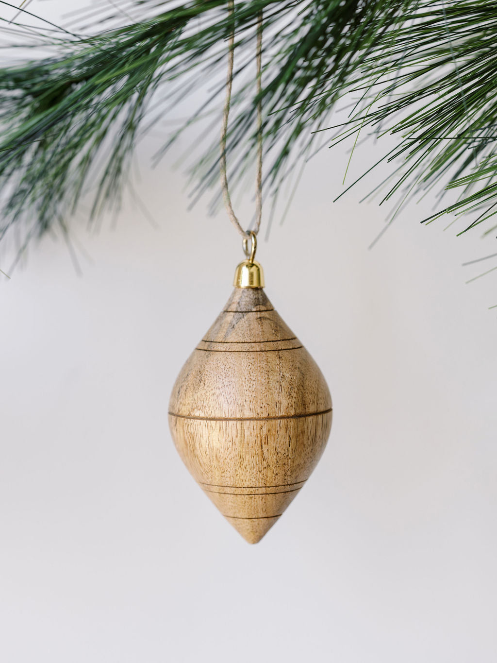 Natural Mango Wood Ornament - Assorted Set of 6
