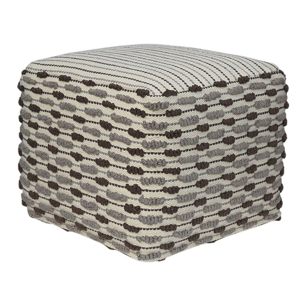 Square Handwoven Loop Ottoman Pouf