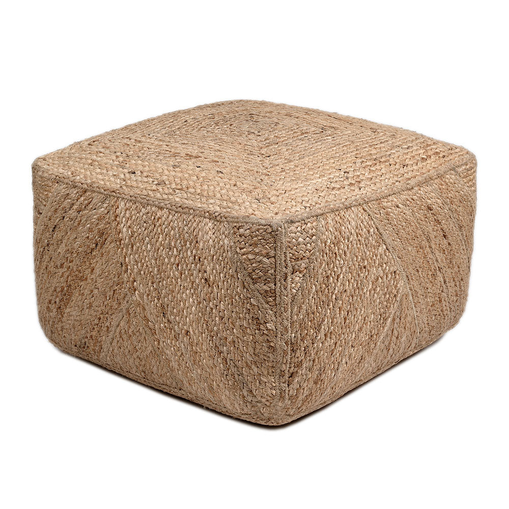 Square Braided Jute Ottoman Pouf