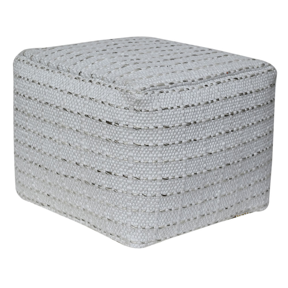 Square Striped Woven Ottoman Pouf