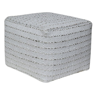 Luxury CG Hunter Square Striped Woven Ottoman Pouf with natural texture, showcasing sophisticated craftsmanship and artisanal design.