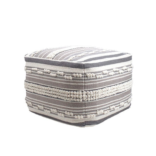 Luxurious Square Handwoven Stripe Loop Ottoman Pouf by CG Hunter, showcasing a unique striped loop weave in earthy tones, perfect for enhancing any living space.