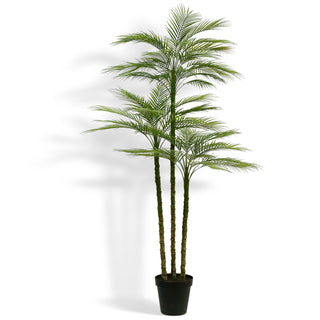 Luxurious 7' Artificial Palm Tree by CG Hunter, showcasing vibrant fronds in a sleek black grower pot, perfect for enhancing tropical decor.