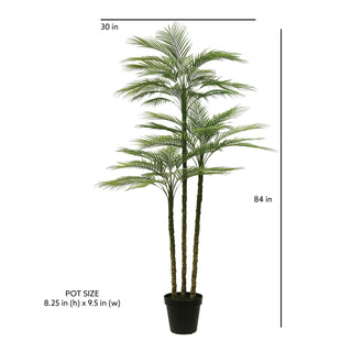 7' Artificial Palm Tree by CG Hunter showcasing a tall, luxurious palm design with lush green fronds, set against a minimalistic background, highlighting its height and tropical aesthetics.