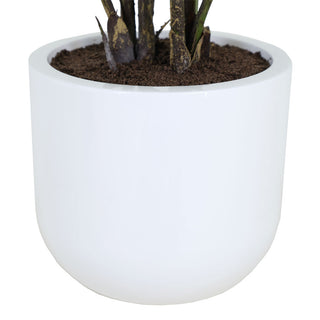 Stylish white pot of the 3' Faux Potted Philodendron by CG Hunter, emphasizing modern design and elegant finish, perfect for enhancing home decor.