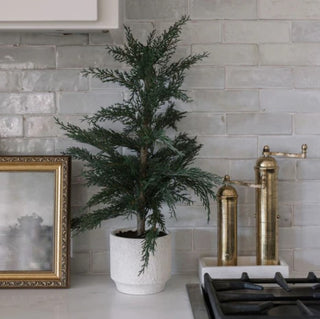 Faux Cedar Trees and Wreath Bundle, Set of 3