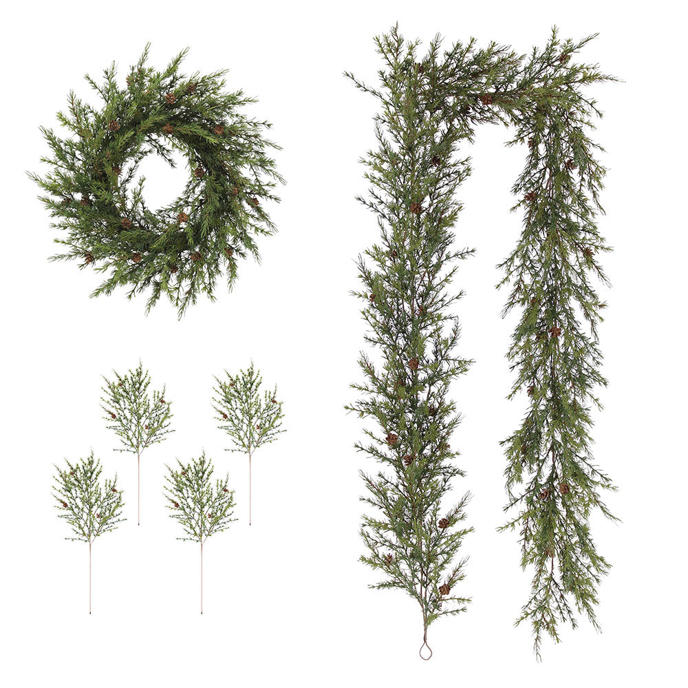 Pine Wreath, Garland, and Stems