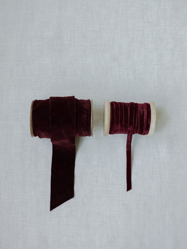 Hand Dyed Velvet Ribbon 10yds per spool - Set of 2