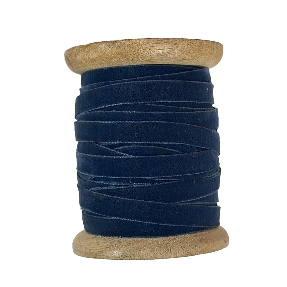 Narrow Hand Dyed Velvet Ribbon Dark Blue