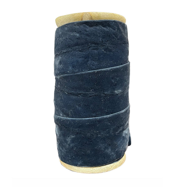 Wide Hand Dyed Velvet Ribbon Dark Blue