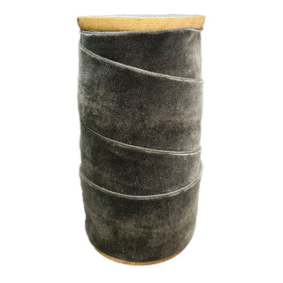 CG Hunter Handmade Wide Hand Dyed Velvet Ribbon Dark Grey – Elegant spool showcasing luxurious velvet texture, perfect for upscale gift wrapping and decor.