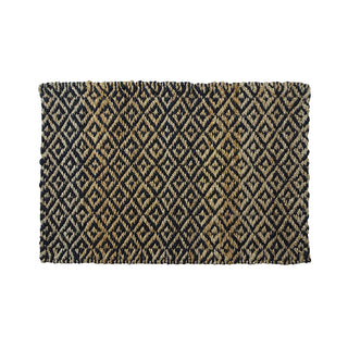 Luxurious natural and black diamonds jute rug by CG Hunter, featuring an elegant diamond pattern in earthy tones.