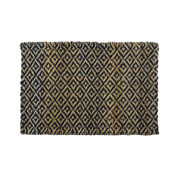 Natural and Black Diamonds Jute Rug