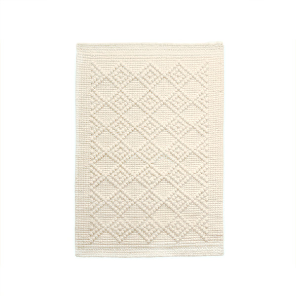 White wool rug with luxury geometric diamond texture from CG Hunter in 2 feet by 3 feet