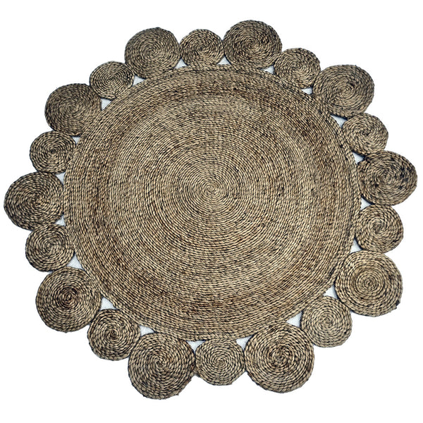 Natural Round Scalloped Jute Rug