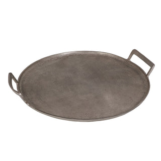 Chic handcrafted aluminum serving tray by CG Hunter, showcasing a refined pewter finish and functional design with handles, ideal for stylish home decor.