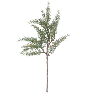 Close-up of a 20" Faux Evergreen Cedar Branch by CG Hunter, showcasing intricate hand-painted details and lifelike greenery, perfect for luxurious interior styling.