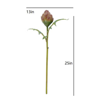 Artificial flower stem with measurements on a white background