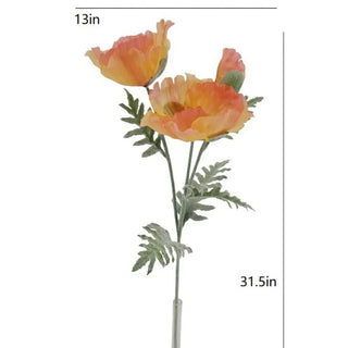 31" Artificial Apricot Poppy Stems