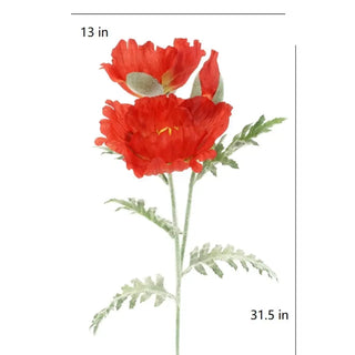 31" Artificial Watermelon Poppy Stems