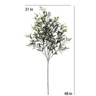 Artificial plant with dimensions indicated on a white background