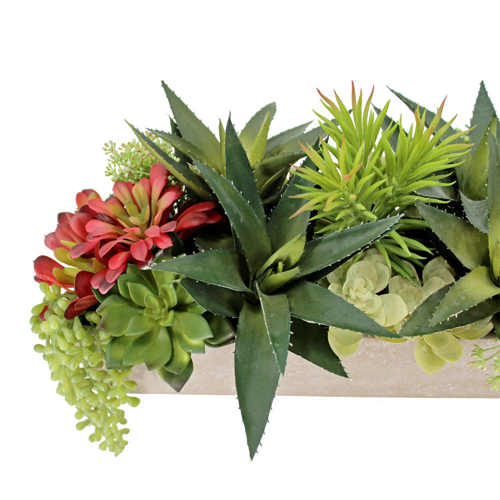 faux succulent garden Rectangular Succulent Arrangement – Natural Planter – CG Hunter