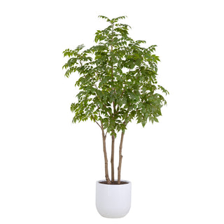 Elegant 7' Faux Potted Sumac Tree by CG Hunter, showcasing realistic leaves and branches in a chic pot, perfect for elevating home decor.
