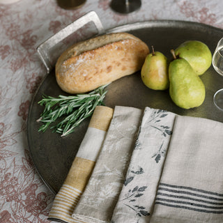 Artfully arranged Decorative Aluminum Serving Tray by CG Hunter featuring a crusty bread loaf, fresh pears, and herbs, perfect for a rustic dining experience.