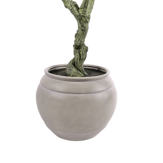 Artisan Mediterranean Planter accompanying the CG Hunter Artificial Olive 8.5' Tree, featuring a rustic finish that complements elegant interiors.