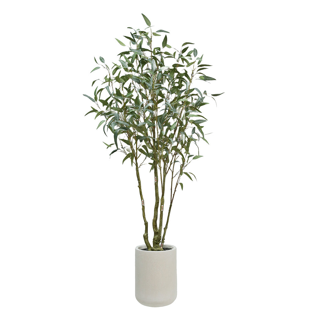 CG Hunter Artificial Willow Eucalyptus Tree 7' elegantly showcased in an Artisan Planter