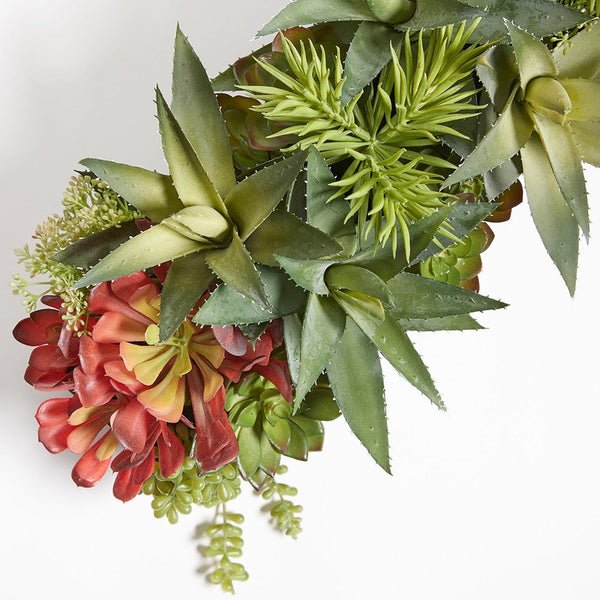 Faux Oblong Succulent Arrangement with vibrant colors and textures to make this look almost real