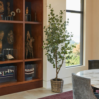 Faux Eucalyptus Tree in French Rattan Basket