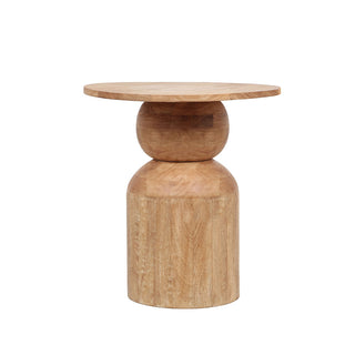 CG Hunter Handmade Natural Wooden Accent Table showcasing a unique round top and tapered base, crafted from natural wood with organic grain patterns, ideal for elevating home decor with luxury and style.