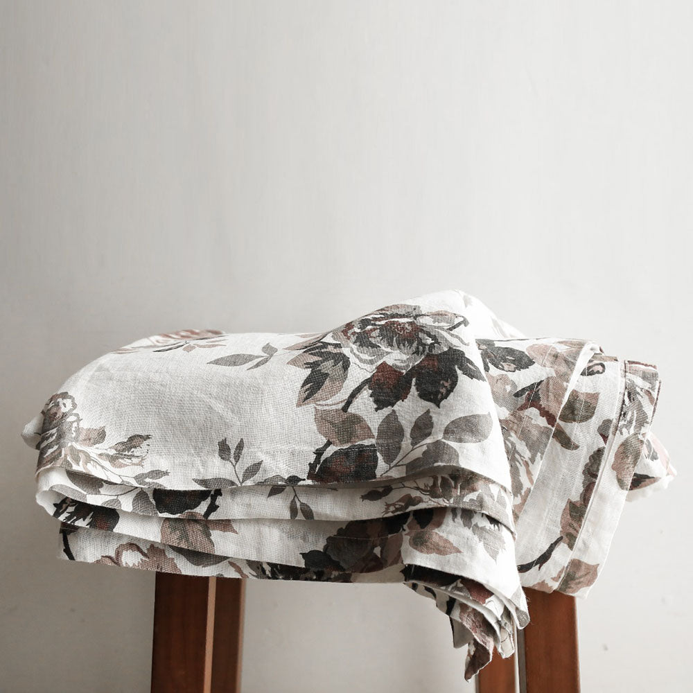 Eggplant and Grey Roses Tablecloth