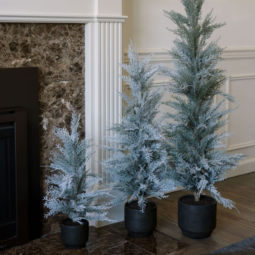 3' Flocked Cedar Tree