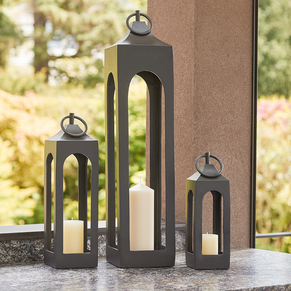 Matching Black Lantern Set in Outdoors