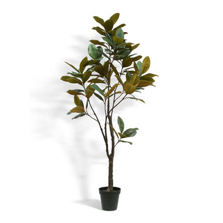 7' Artificial Magnolia Tree from CG Hunter in a sleek black grower pot, showcasing lifelike leaves and branches. Perfect addition for luxury home decor.