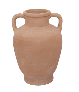 12-inch handcrafted terracotta vase with handles by CG Hunter, showcasing natural earthy tones and elegant design, perfect for home decor and floral arrangements.