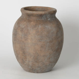 Brown ceramic jar on a white background