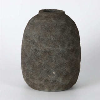 Textured gray vase on a white background