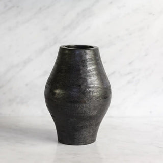 Olivia Mango Wood Vase - Black 9.5"