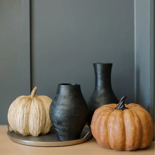 Olivia Mango Wood Vase - Black 9.5"
