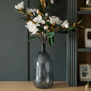 Blue Glass Vase With Magnolia Braches 