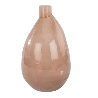 CG Hunter Handmade Hammered Glass Vase in Peach showcases a delicate peach hue with a unique hammered texture, reflecting light beautifully, perfect for home decor.