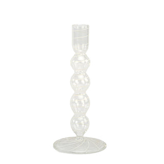 Tall and slender etched borosilicate glass bud vase by CG Hunter, featuring an intricate design and perfect for showcasing single stems.