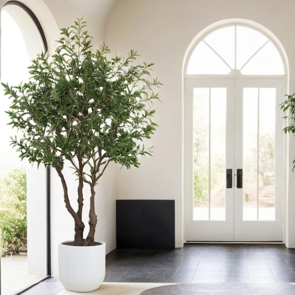 Faux Olive Tree with white pot