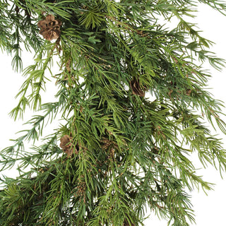 Close-up of the 28" Artificial Pine Wreath with Pinecones from CG Hunter, showcasing realistic green pine foliage and natural-looking pinecones, perfect for elegant holiday decor.