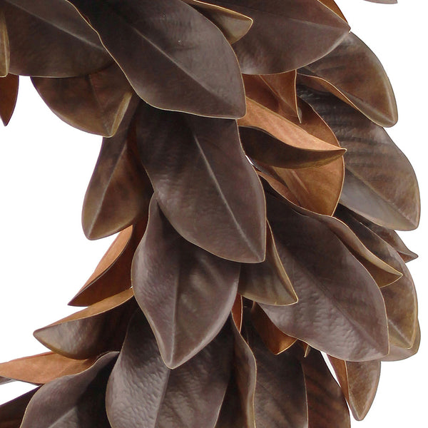 30" Faux Brown Magnolia Leaf Wreath